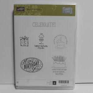 Stampin Up Best of Birthdays Rubber Stamp Set Cling Mount New Cake Cupcake Party